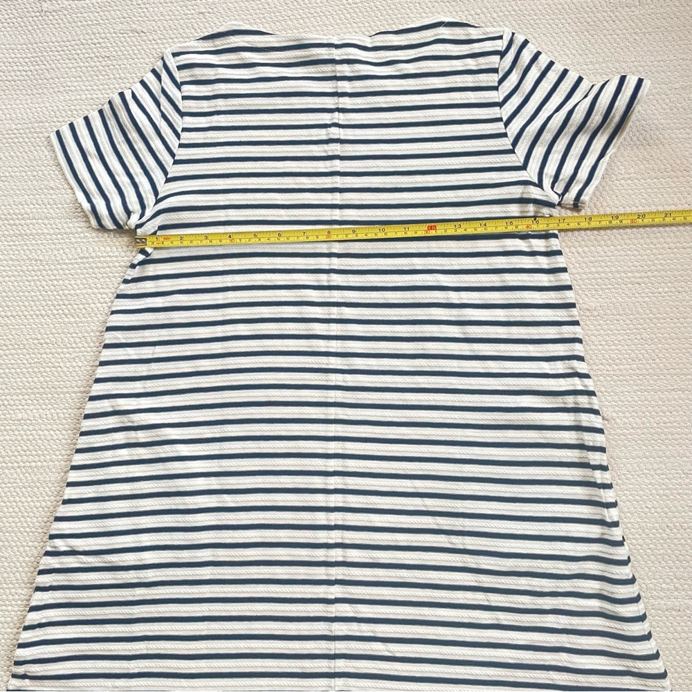 Uniqlo A-Line White Navy Striped Cotton Crew Neck Short Sleeves Shift Dress XS - Picture 7 of 7